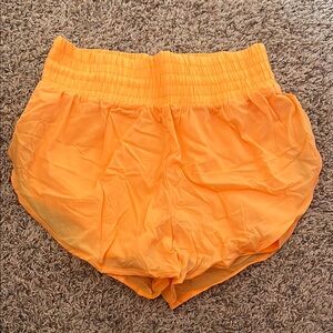 Women's Orange Elastic Waist Shorts